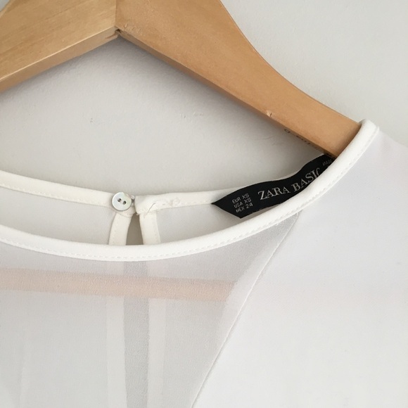 Zara Flowy White Blouse Long Sleeve XS - Picture 4 of 7